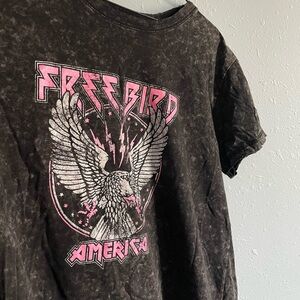 Acid Wash Neon Free Bird top